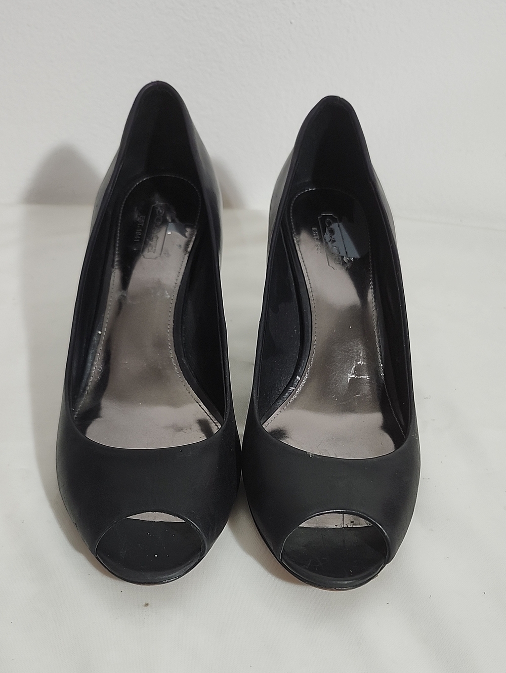 Coach Classic Black Peep-Toe Women's Pumps